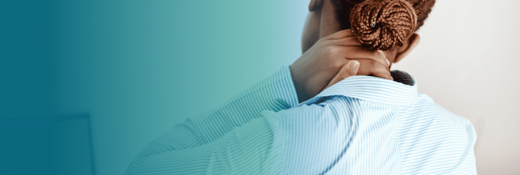A lady having cervical neck pain.